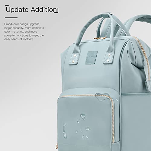 HaloVa-Diaper-Bag-Multi-Functional-Portable-Travel-Backpack-Nappy-Bags-for-Baby-Care-Water-Resistant-Large-Capacity-Stylish-and-Durable-Leather-Tag-Dark-Blue