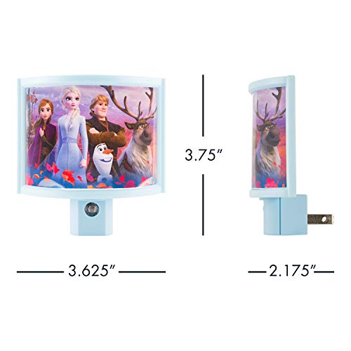 Image of Disney Frozen Wrap Shade LED Night Light, Plug-in, Dusk to Dawn, Girls Bedroom Decor, UL-Listed, Ideal for Nursery, Bathroom, 46276 (Pack of 12)