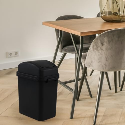 Image of Cand 4-Pack 1.8 Gallon Plastic Swing Top Trash Can, Small Garbage Can with Swing Lid, Black