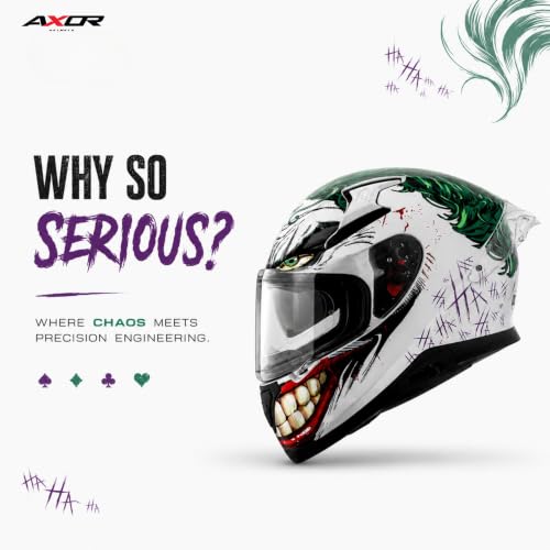 Image of Axor Apex Dc Joker ISI ECE DOT Certified Full Face Dual Visor Helmet for Men and Women with Pinlock Fitted Outer Clear Visor and Inner Smoke Sun Visor (with Extra Irridium Blue Visor) White Green(L)