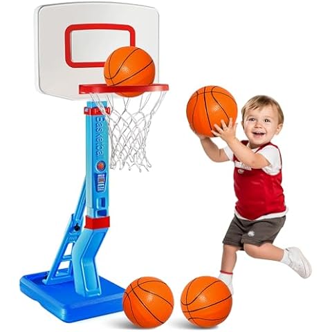 Play22 Toddler Basketball Hoop Indoor for Kids - Height Adjustable Baby Basketball Hoop Set, 4 Balls & Pump, Boys & Girls Toddler Outdoor Toys for Ages 3-5, Outside Toys for Toddlers Cover