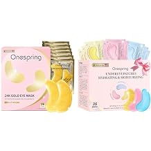 Onespring Gold Eye Masks 24 Pairs & 3-in-1 Eye Masks 36 Pairs, Collagen Under Eye Patches for Dark Circles, Puffy Eyes, Undereye Bags, Wrinkles - Rejuvenating & Revitalizing