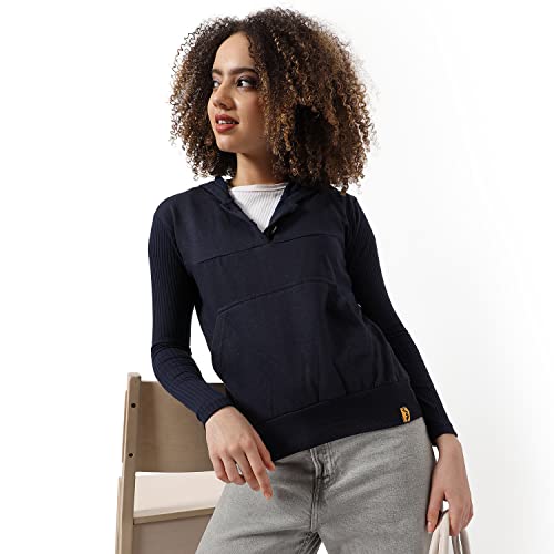 Image of Campus Sutra Women cotton Premium Zipper Hoodie-Grey