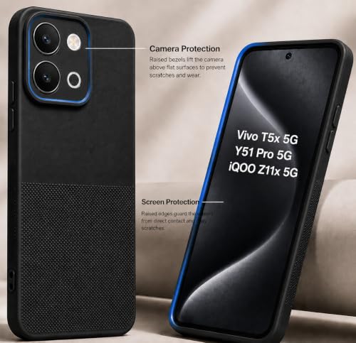 Image of Silicone Back Cover Case for Vivo T5x 5G Y51 Pro 5G iQOO Z11x 5G | Soft Micro-Fibre Lining Inside | Anti Slip Grip & Camera Protection | Shockproof Case for (Beats Black)