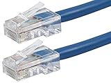 Monoprice ZerobootCat6 Ethernet Patch Cable - Network Internet Cord - RJ45, Stranded, 550Mhz, UTP, Pure Bare Copper Wire, 24AWG, 15ft, Blue - 113409