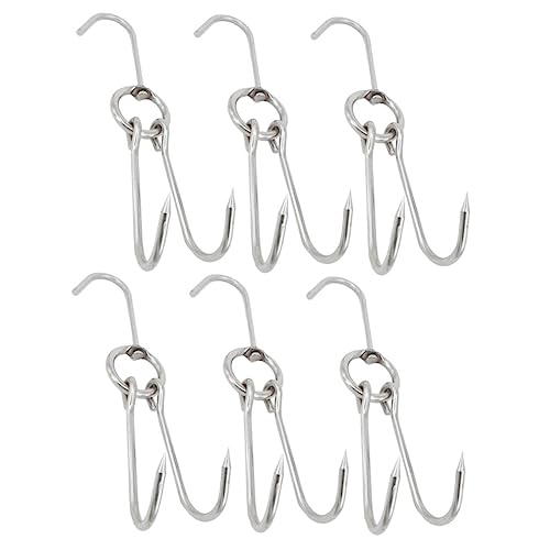 LIFKOME Crochets à Viande En Acier Inoxydable 24,5 Cm, Lot De 6 Pièces, Résistants à La Corrosion, Multifonctionnels, Adaptés Aux Bouchers Et à La Transformation Viande