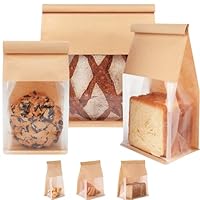 MORAINJAY 30 Stück Kraftpapier Brotbeutel mit Fenster Zinnverschluss, 22x28cm Toast Verpackung Taschen Braun Butterbrottüten Papiertüten Bäcker Bäckertüten für Brot Keks SüßIgkeiten Hausgemachtes Brot