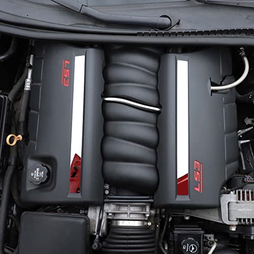 Image of Engine Bay Panel Cover for C6 Corvette 2005-2013, Stainless Steel Rear Engine Cover Guards Protector Splash Shield, Fuse Box Cover (Type D Engine Trim Strip)