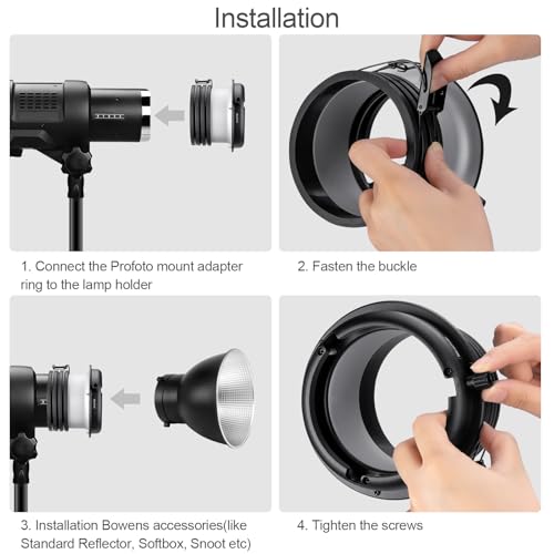 Image of FOMITO Profoto to Bowens Mount Adapter Ring, Speedring Converter for Studio Flash Strobes, Softboxes, Reflectors, Beauty Dishes and Light Modifiers, Durable Metal Construction