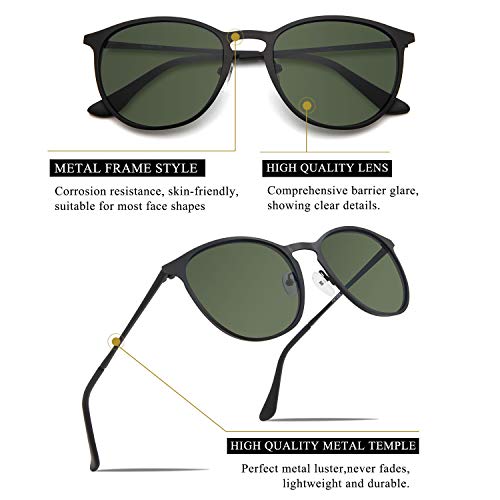 Classic Round Retro Sunglasses UV400 Circle Lens Metal Frame Men Women FW10062 Pairs(c3 Green + C7 Black)4