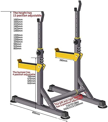 Supporto per Rack con bilanciere Regolabile Multifunzione per allenamenti di Squat, Panca Piana e Palestra a casa