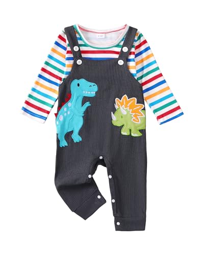 Image of VEGGIEDOT Baby Boy Clothes Fall Winter Newborn Boy Outfits 0 3 6 9 12 18 24 Months Overalls Infant Baby Boys Clothes