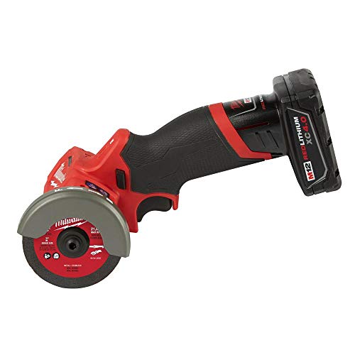 Milwaukee M12 2522-21XCH FUEL 12-Volt 3 in. Lithium-Ion Brushless Cordless Cut Off Saw Kit with One 4.0 Ah Battery, Charger, Blades, Dust Shoe and Bag Illinois 