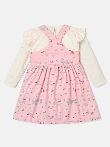 Image of Nautinati Baby Girls 100% Cotton Peterpan Collar Printed Dress | Age 0-3 Years