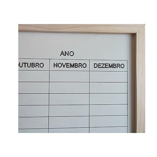 Quadro Branco de Planejamento Anual 120x90 cm Moldura Madeira Gv Office