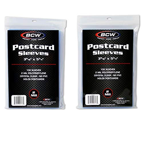 BCW Postcard Sleeves | 200 Clear Sleeves | Acid-Free Polypropylene