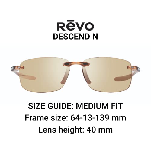 Revo Sunglasses Descend N: Polarized Serilium+ Lens With Rimless Rectangle Frame, Blush Frame With Champagne Lens #TOP1