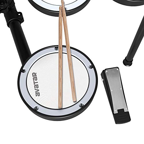 HXW SD61-4 Electric Drum Set Compact Electronic Drum Kit With Mesh Heads, 200+ Sounds, Support USB-Midi, Super Solid Rack, Drum Key & Drum Sticks Included