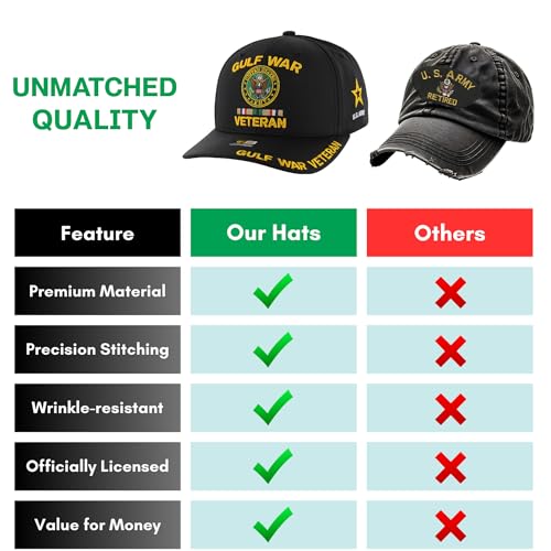 Image of Gulf War Veteran Hat for Men Camo US Army Hat, Official Licensed Combat Veterans Embroidered Baseball Cap
