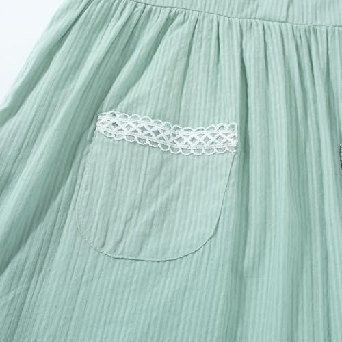 Image of HILEELANG Girls Cotton Dress Sleeveless Peter Pan Collar with Pockets