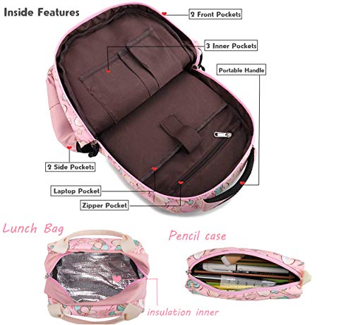 Meisohua School Backpacks Set Girls Unicorn Backpack With Lunch Bag And Pencil Case Kids 3 In 1 Bookbags Set School Bag For Elementary Preschool Water Resistant (Pink) #TOP4