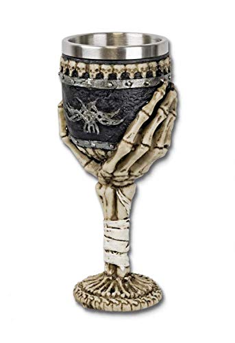 Outletdelocio. Verre à bière décoration Squelette. Fabriqué en résine et Acier. Dimensions : 20 cm.