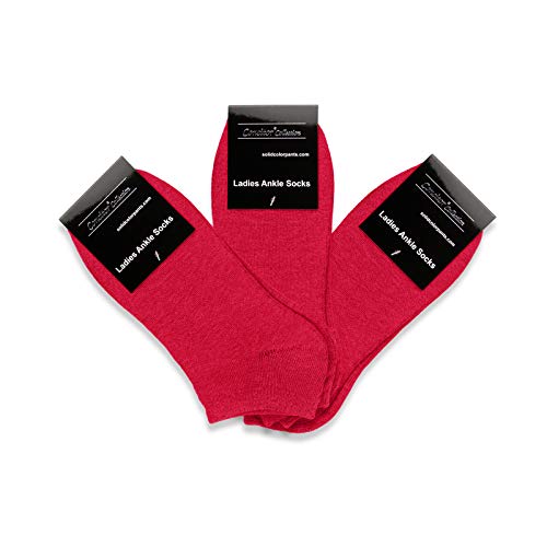 CONCITOR Women's Dress Socks Solid Red Color COTTON Low Cut No Show Sock 3 Pairs
