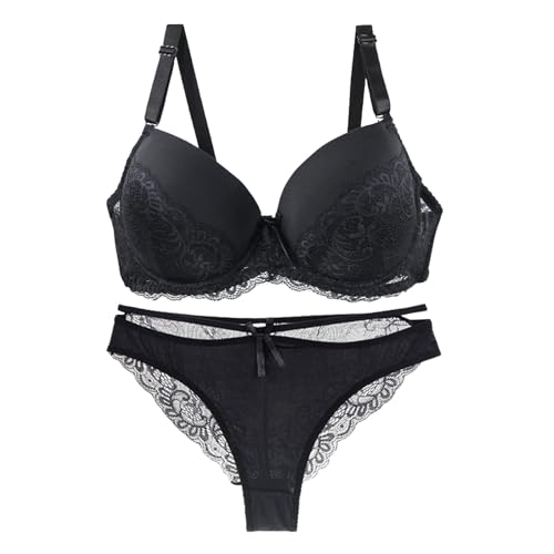 Dessous Sets Damen Push Up BH mit Bügel Damen Spitze Bra und Slip Panty Sexy Spitze Unterwäsche Slip Unterwäsche Sets