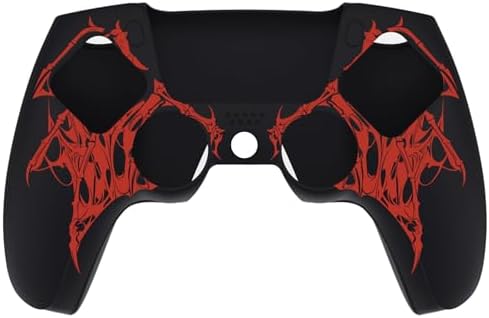 PlayVital Design for PS5 Controller Skin Cover Fit with Charging Station - Anti-Slip Silicone Controller Grip Case for PS5 with 6 Thumb Grip & Sticker, Pure Series Dockable Model - Wings Sigil (Red)