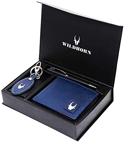 Image of WildHorn Genuine Leather Wallet for Women, Coin Pouch | Key Ring Credit Card Holder | Small Zipper Wallet for Ladies | Mini Purse for Coins, Cards & Cash (Navy)