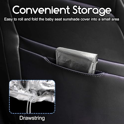 Image of Baby Car Seat Sun Shade Cover,Toddler Car Seat Cooler Car Seat Heat Protector with Draw String,Block Sunlight UV Ray Keeps Baby Seat at A Cool Temperature,Baby Travel Accessories 42.5 inch x 29 inch