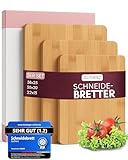 Gutherz® Bambus Schneidebrett aus Holz - 3er Set- Natürlich- ohne Lack | Antibakteriell | 38x25 / 30x20/ 22x15 | Vorbehandelt- Sofort Einsatzbereit, Langlebig & Messerfreundlich| Holzbrett 1,5 cm Dick