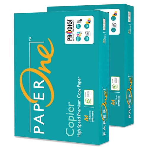 Carta A4 PaperOne 75gr High Performance Confezione da 2 risme da 500 Fogli l'una - tot .1.000 fogli - ideale per tutte le Stampanti e Fotocopiatrici da ufficio e casa - Ultra Bianca