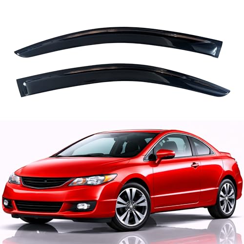 Image of KPY Rain Guards Fit for 2006-2011 Honda Civic Coupe, Out-Channel Window Visors Vent Wind Deflectors 2PC, Car Accessories for 06-11 Civic Coupe (Coupe Only)