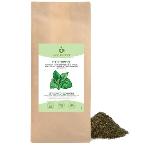 IDDA Herbal Menta Piperita Infusion 500g, Hojas de Menta Secas y Cortadas para Infusiones, Té Suelto