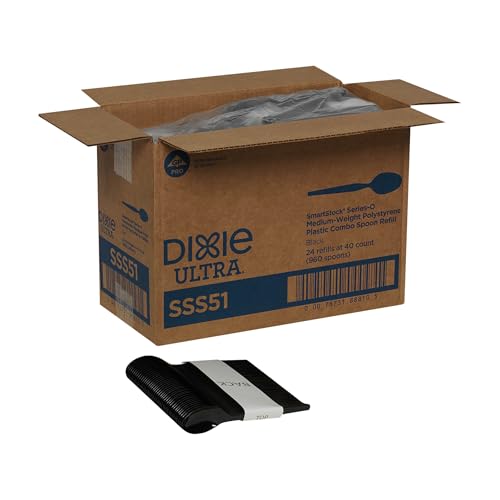 Image of Dixie SSS51 SmartStock Plastic Cutlery Refill, Spoons, Black, 40 Per Pack (Case of 24 Packs)