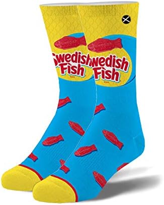 Odd Sox – Swedish Fish Candy Design – Novelty Crew Sock – Large – Soft Cotton Blend – Fun Snack-Themed Gift for Men & Women - Image 2