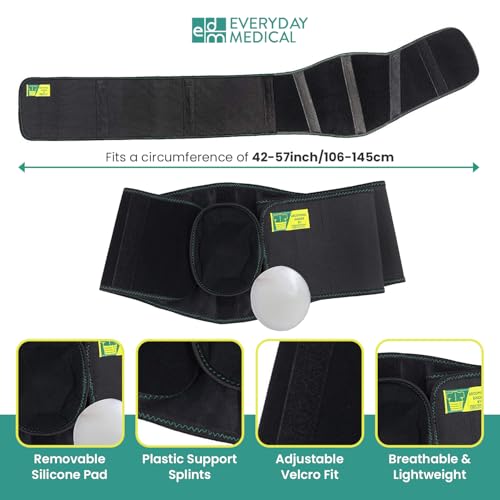 Everyday Medical Umbilical Hernia Belt for Men & Women - Abdominal Binder Post Surgery Compression Garment w/Removable Abdominal Pads, Belly Support Band for Epigastric, Navel & Ventral Hernias-L/XL