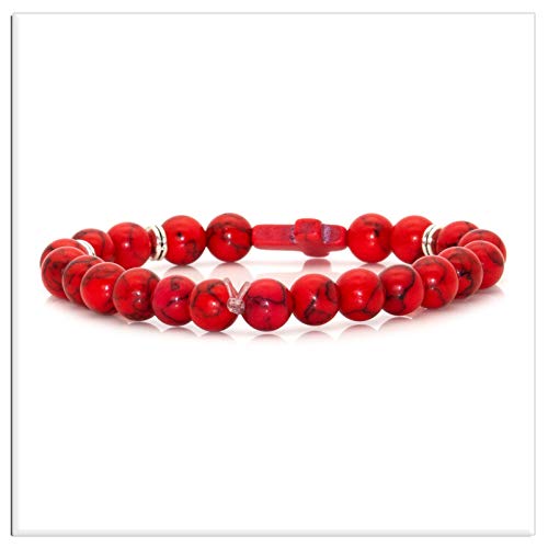 Image of Xusamss Fashion 8MM Matte Agate Beads Bracelet Cross Elastic Bracelet,7 1 /2 Wrist