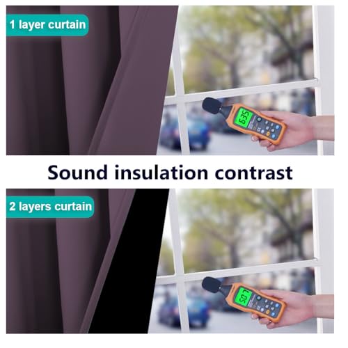 Image of NICETOWN 100% Blackout Lined Curtains, Plum, 1 Pair, 42 inch Width x 63 inch Length Each Panel, 2 Thick Layers Completely Blackout Window Treatment Panels Thermal Insulated Drapes for Kitchen