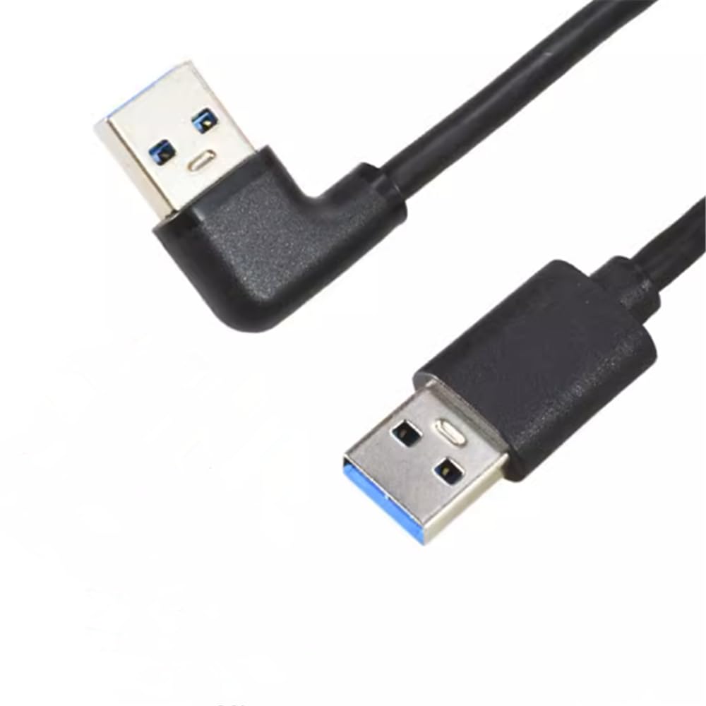 KKM-ラブショーUSB3.0上下左右90°方向変換ケーブルUSB 3.0 ケーブル タイプA-タイプA オス-オス メッキコネクタ搭載 高耐久性 USBケーブル 両端 オス 0.15m0.3m0.5m1m1.5m2m モデム対応 (右L, 0.3M)