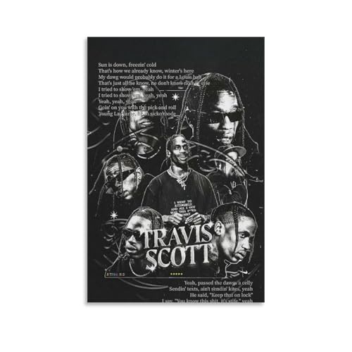 Travis Scott �g�����B�X�E�X�R�b�g �L���ȉ̎� �|�X�^�[ (16) �o�X���[�� �x�b�h���[�� ���r���O���� �L�����o�X �E�H�[���A�[�g �v�����g24x36inch(60x90cm)