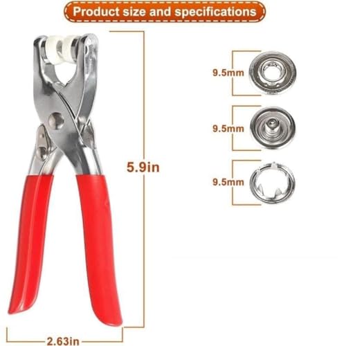 Image of Premium Snap Buttons Kit - 100 Sets 9.5mm Metal Fasteners in 10 Colors with Hand Pliers Tool, Five-Claw Copper Buckles for Sewing, DIY Crafts, Baby Clothes, Hats, Bibs & Rompers (Silver)