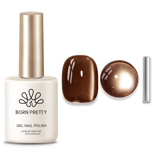BORN PRETTY 15ml キャットマグネティックアイジェルネイルポリッシュ、ブラウンジェリーガラスマグネティックジェルネイルポリッシュグリッター取り外し可能なネイルアートサロンマニキュアホの商品画像（Amazon）