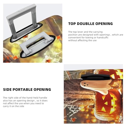 Halloween Windowsill Pumpkin Ghost Travel Luggage Covers - Elasticity Suitcase Covers Protector for Luggage 18-32 Inch4