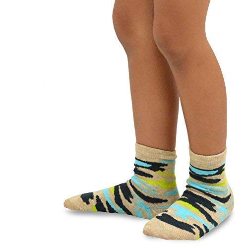 Teehee Little Boys Cotton Fashion Fun Crew Socks 6 Pair Pack (6-8 Years, Colorful Camo) #TOP3