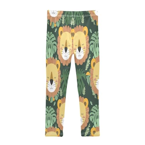 Toddler Girls Leggings Printed Yoga Pants Leggings Green Leaves Lion Heads for Kids2