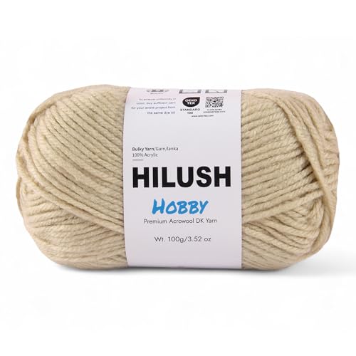 Image of Hobby,Wool Yarn dk Acrylic Hand Knitting Yarn Ball (100g /1 Ball),Suitable for Craft amigurumi Shade 001 (Beige)