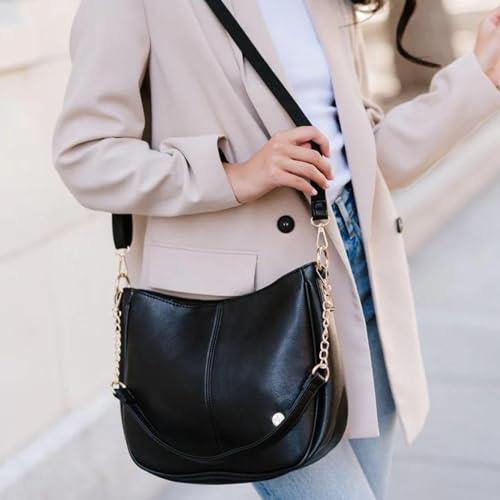 Image of Modern+Chic Crossbody Bags for Women - Marissa Saddle Crossbody, Vegan Leather Shoulder or Handbag with Two Adjustable Straps