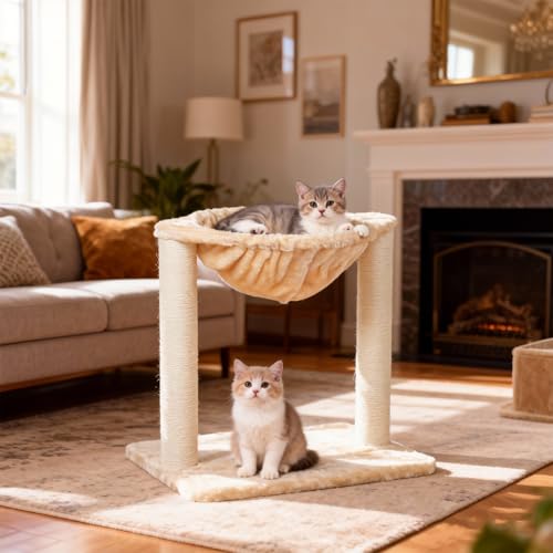 Torre para gato 17" con hamaca y rascador sisal interior miniatura 5